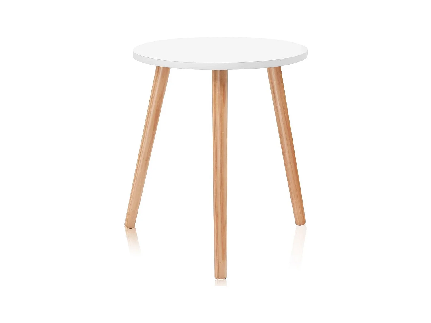 Table Basse Ronde Style Scandinave Moderne en MDF et Bois de pin Dim. Ø40 x 48H Blanc