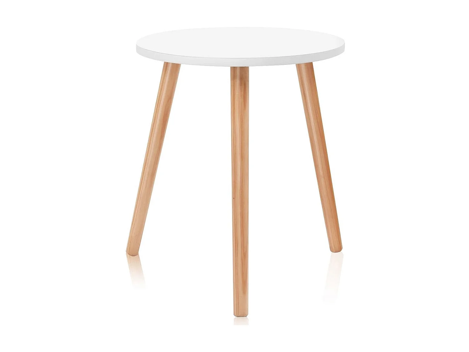 Table Basse Ronde Style Scandinave Moderne en MDF et Bois de pin Dim. Ø40 x 48H Blanc