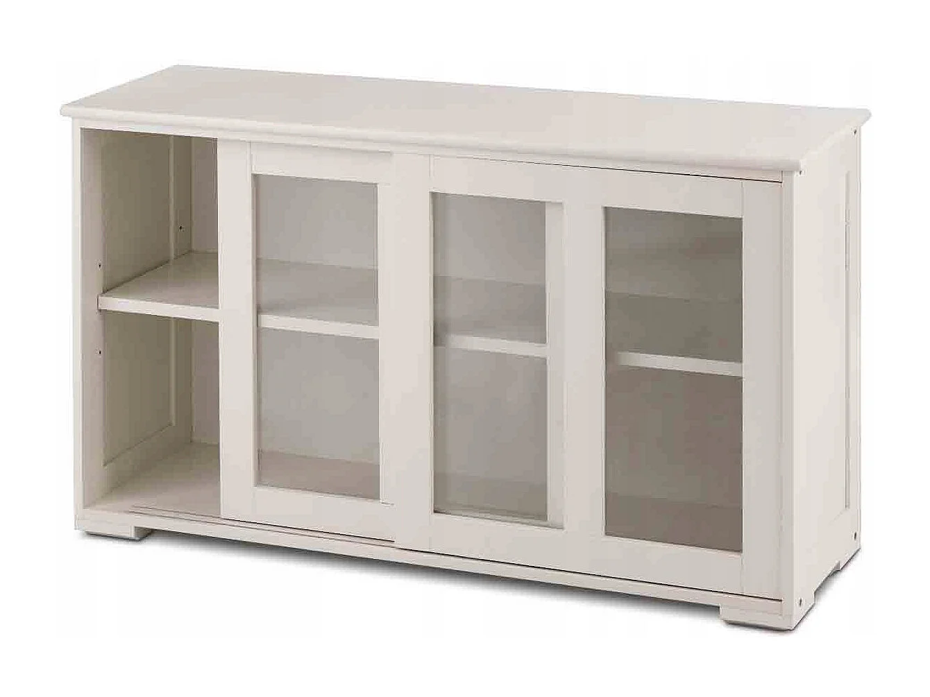 Sideboard Küchenschrank Wohnzimmerregel mit Schiebetüren Cremeweiß 106,5 x 33 x 62,5 cm