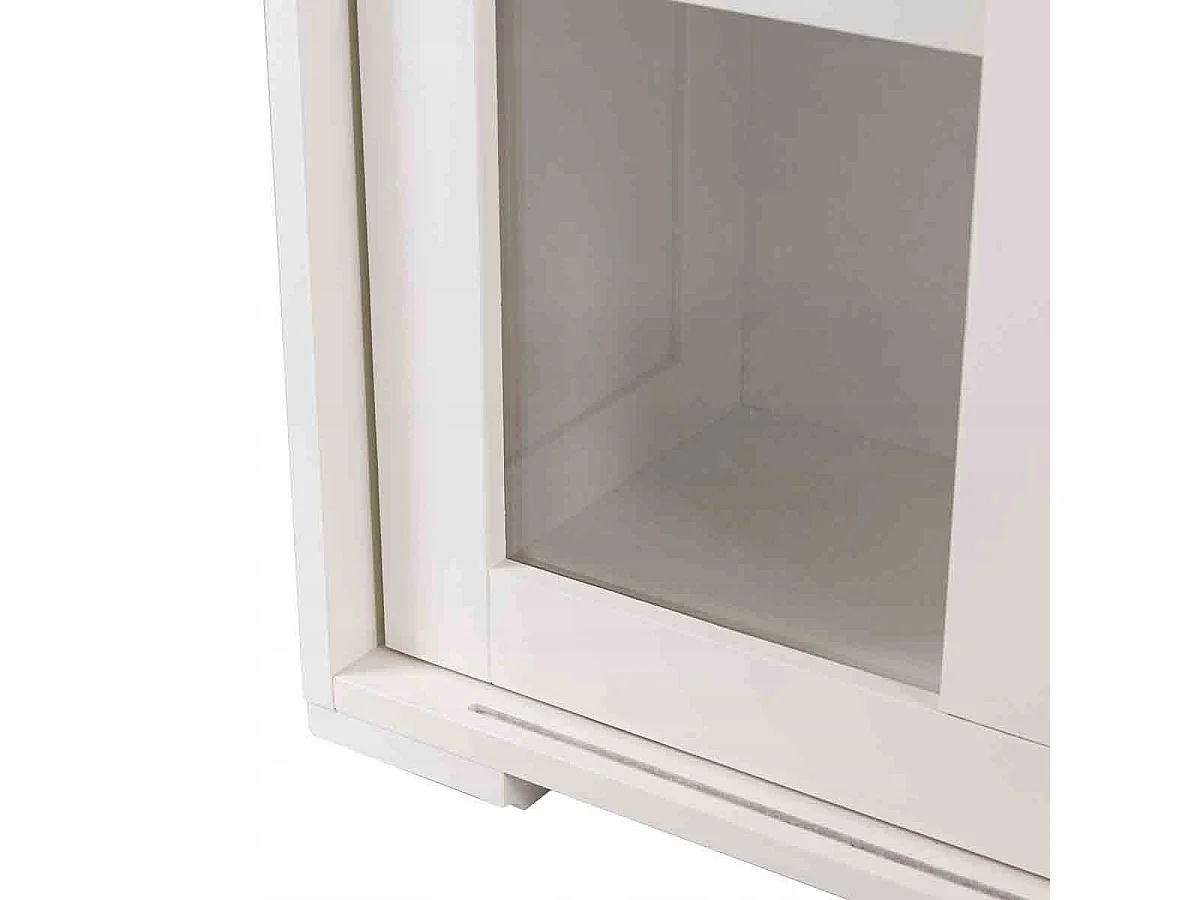 Sideboard Küchenschrank Wohnzimmerregel mit Schiebetüren Cremeweiß 106,5 x 33 x 62,5 cm