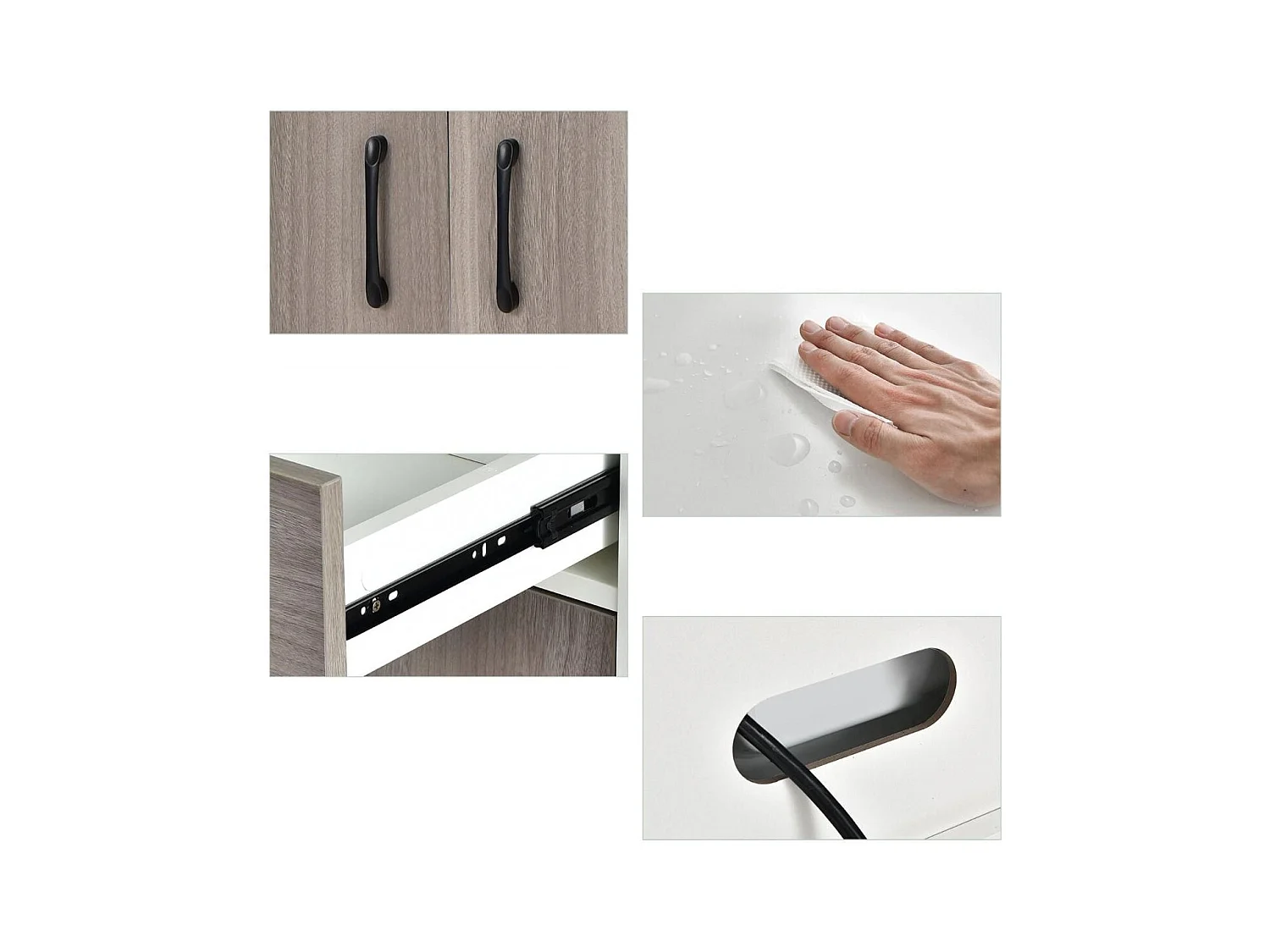 Mobile da cucina con 3 ante e ripiani regolabili, Credenza con ampio spazio aperto per microonde Bianco