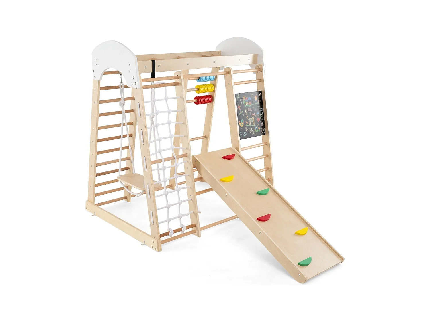 Kletterspielzeug-Set für Kleinkinder mit Rutsche Schaukel 124 x 119 x 138 cm Natur