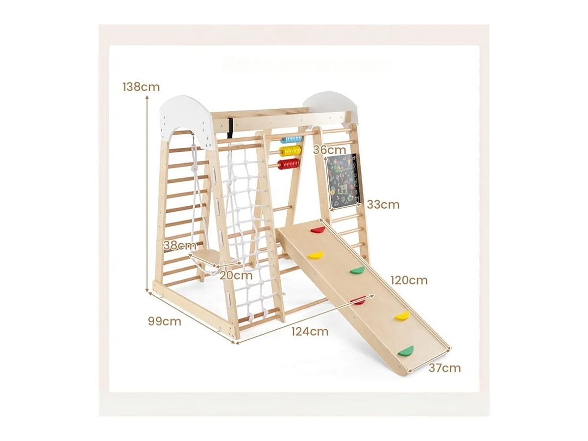 Kletterspielzeug-Set für Kleinkinder mit Rutsche Schaukel 124 x 119 x 138 cm Natur