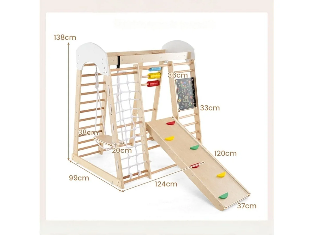 Kletterspielzeug-Set für Kleinkinder mit Rutsche Schaukel 124 x 119 x 138 cm Natur
