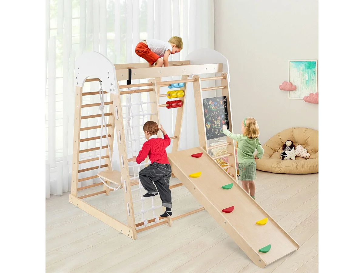 Kletterspielzeug-Set für Kleinkinder mit Rutsche Schaukel 124 x 119 x 138 cm Natur