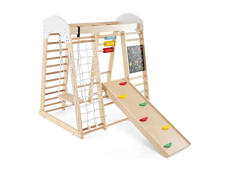 Kletterspielzeug-Set für Kleinkinder mit Rutsche Schaukel 124 x 119 x 138 cm Natur