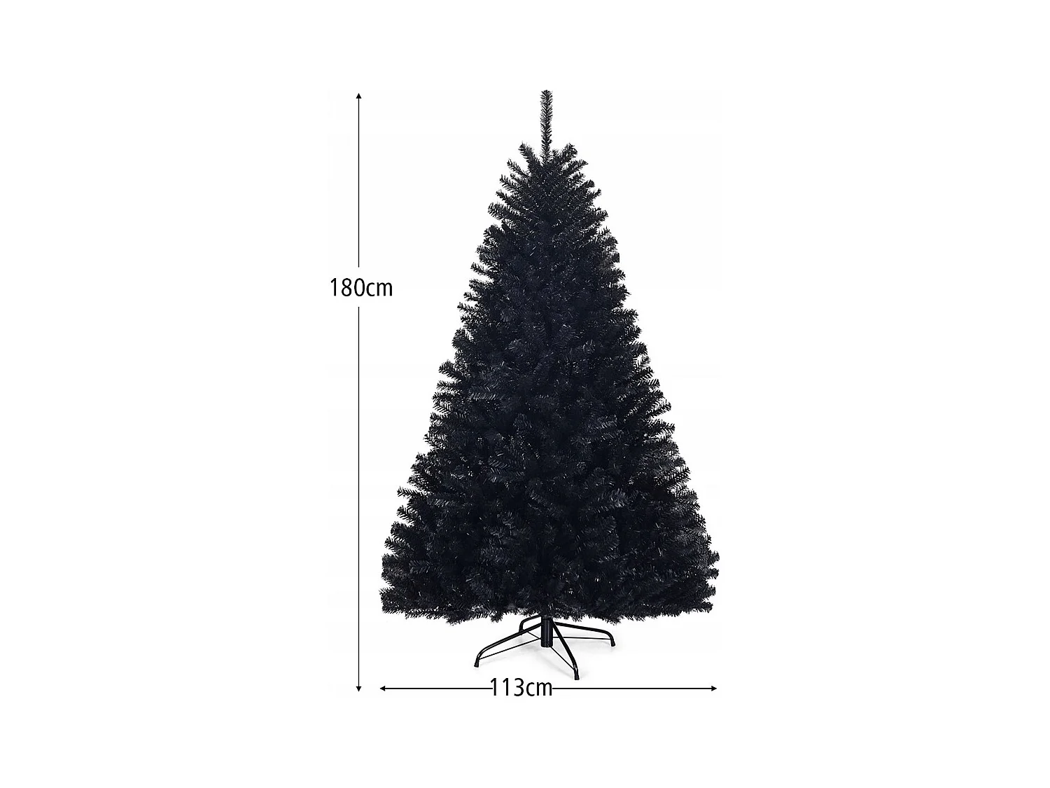 Sapin de Noël Artificiel 180cm Aiguilles en PVC avec Support en Métal Pliable 1036 Pointes de Branche