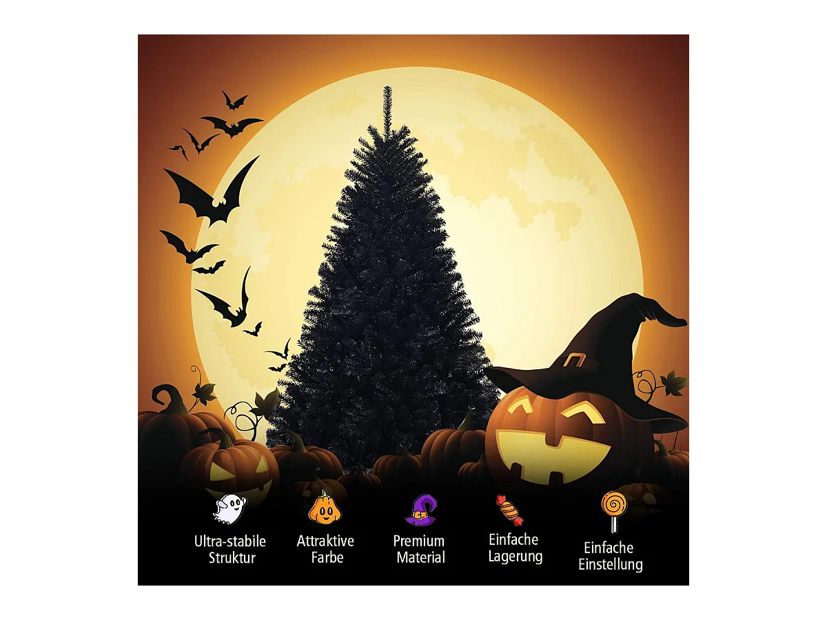 Sapin de Noël Artificiel 180cm Aiguilles en PVC avec Support en Métal Pliable 1036 Pointes de Branche