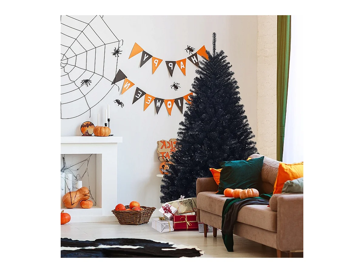 Sapin de Noël Artificiel 180cm Aiguilles en PVC avec Support en Métal Pliable 1036 Pointes de Branche