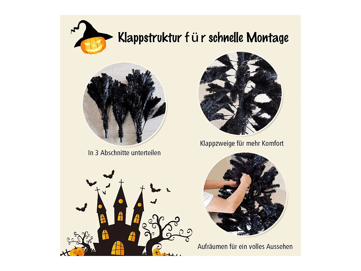 Sapin de Noël Artificiel 180cm Aiguilles en PVC avec Support en Métal Pliable 1036 Pointes de Branche