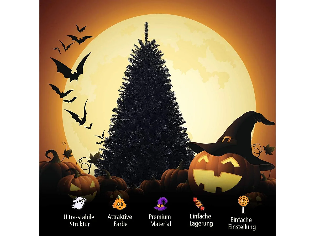 Sapin de Noël Artificiel 180cm Aiguilles en PVC avec Support en Métal Pliable 1036 Pointes de Branche