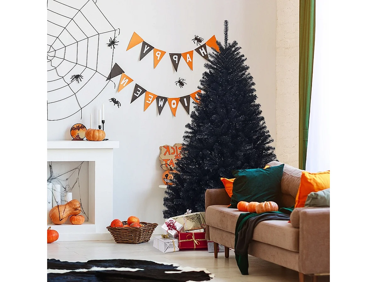 Sapin de Noël Artificiel 180cm Aiguilles en PVC avec Support en Métal Pliable 1036 Pointes de Branche
