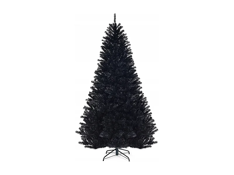 Albero di Natale 225 cm, 1258 rami, Abete artificiale non illuminato con base solida di metallo, Nero
