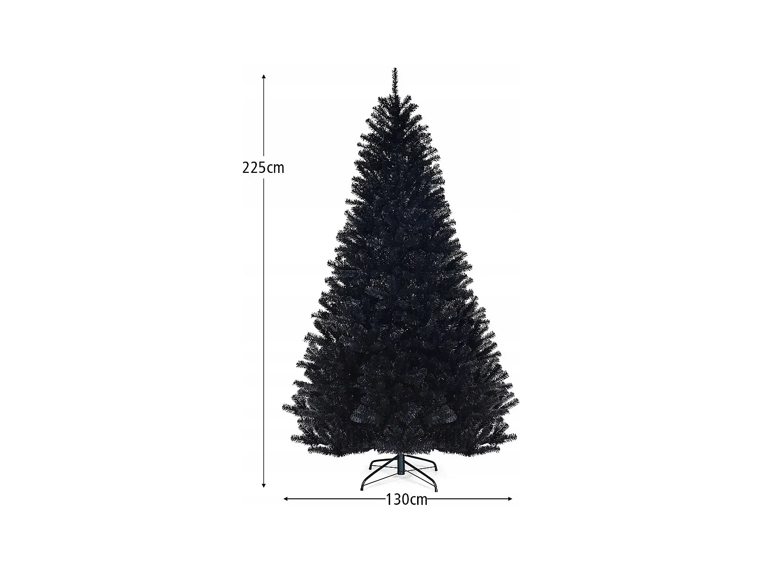 Sapin de Noël Artificiel 225cm Aiguilles en PVC avec Support en Métal Pliable 1258 Pointes de Branche