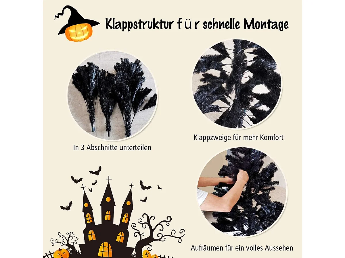 225 cm künstlicher Weihnachtsbaum Christbaum Kunstbaum weinachten Dekobaum Schwarz