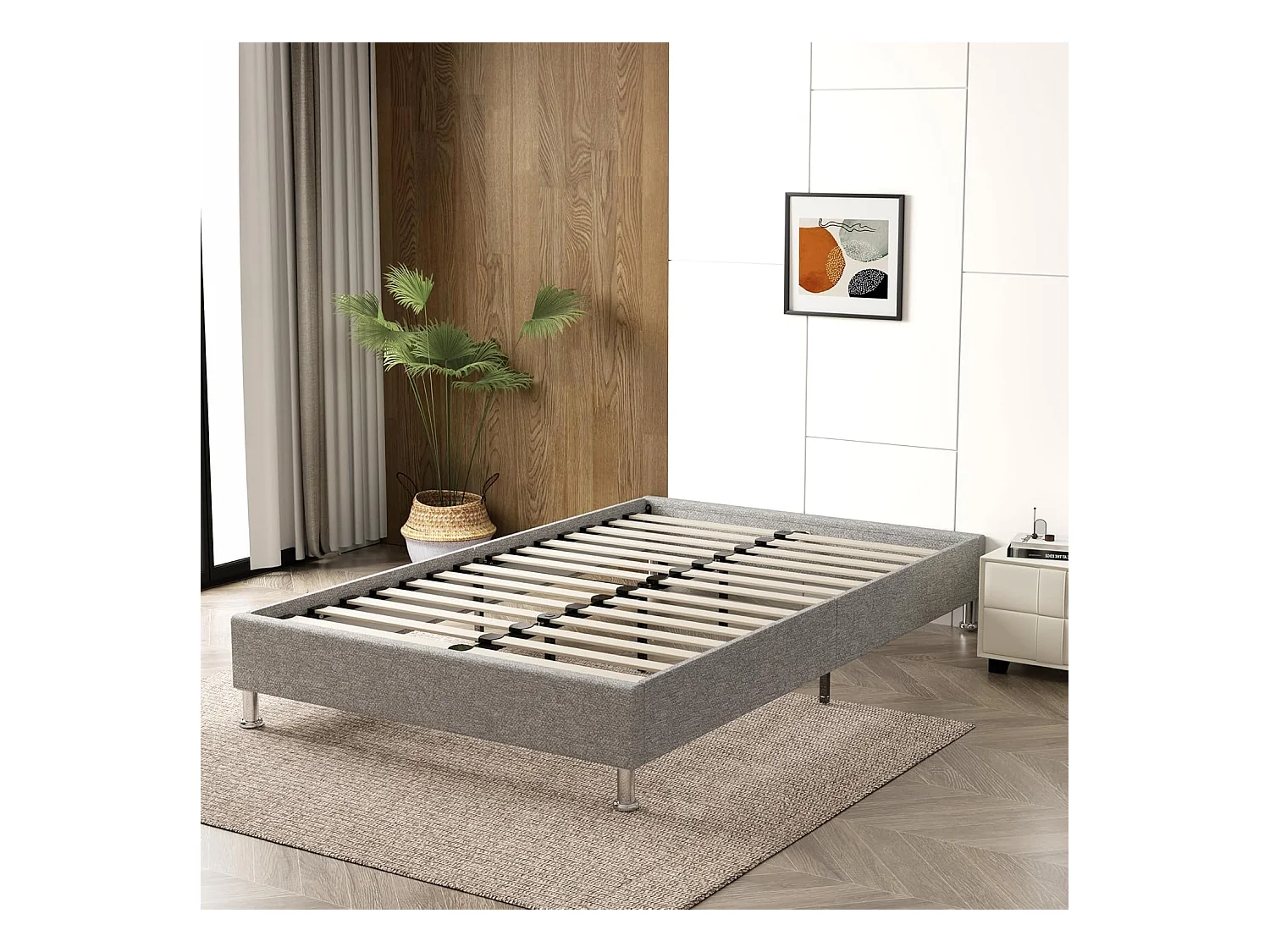 Ensemble 140x190cm Matelas à ressorts + Cadre de lit Plateforme Capitonné , Epaisseur du Matelas 30cm