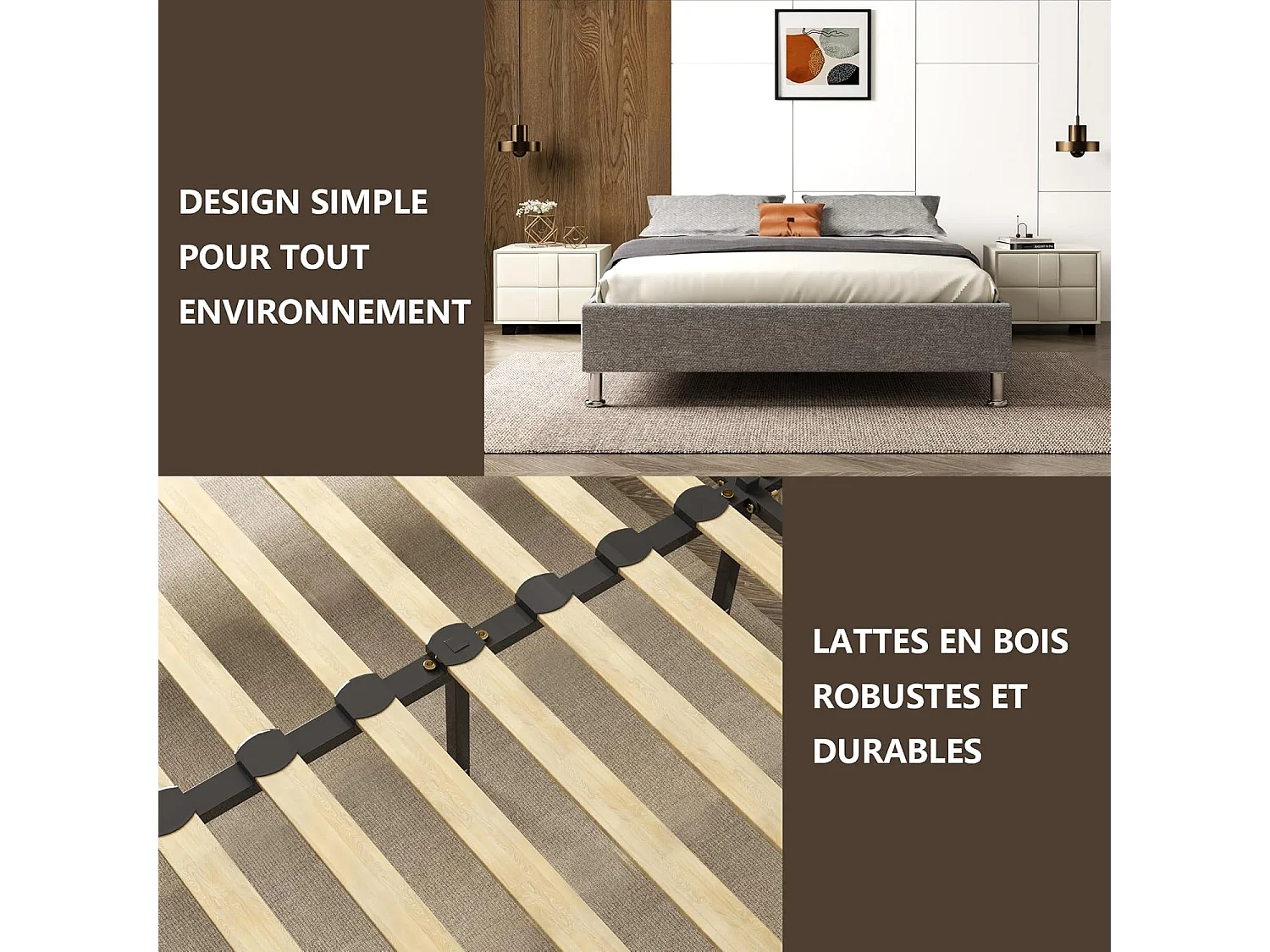 Ensemble 140x190cm Matelas à ressorts + Cadre de lit Plateforme Capitonné , Epaisseur du Matelas 30cm