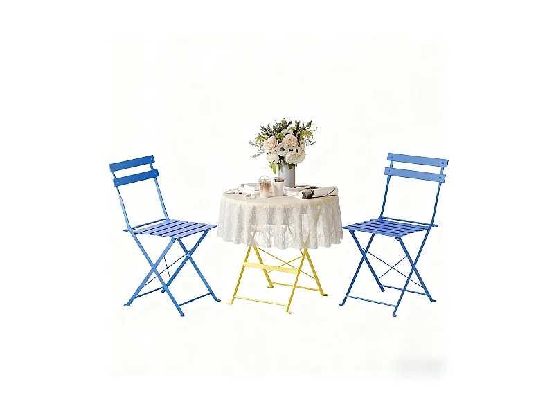 Lot de 3 Meubles de Jardin de Balcon, Table et chaises Pliable, Bistrot Bar Salon de Jardin Exterieur 2 Personnes