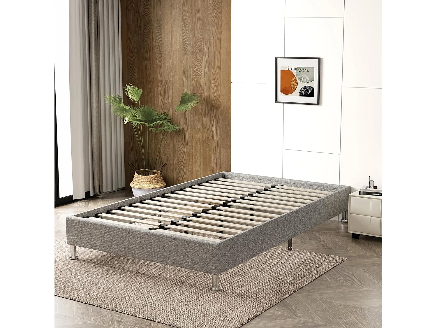 Ensemble 160x200cm Matelas à ressorts + Cadre de lit Plateforme Capitonné, Epaisseur du Matelas 30cm