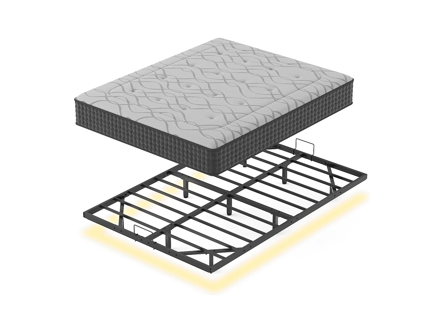Ensemble 140x190 cm Cadre de lit LED en métal + Matelas Ressorts,ép.30cm
