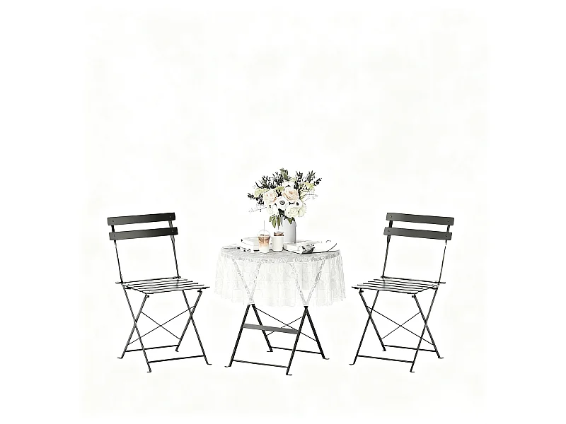 Lot de 3 Meubles de Jardin de Balcon, Bistrot Bar Salon de Jardin Exterieur 2 Personnes