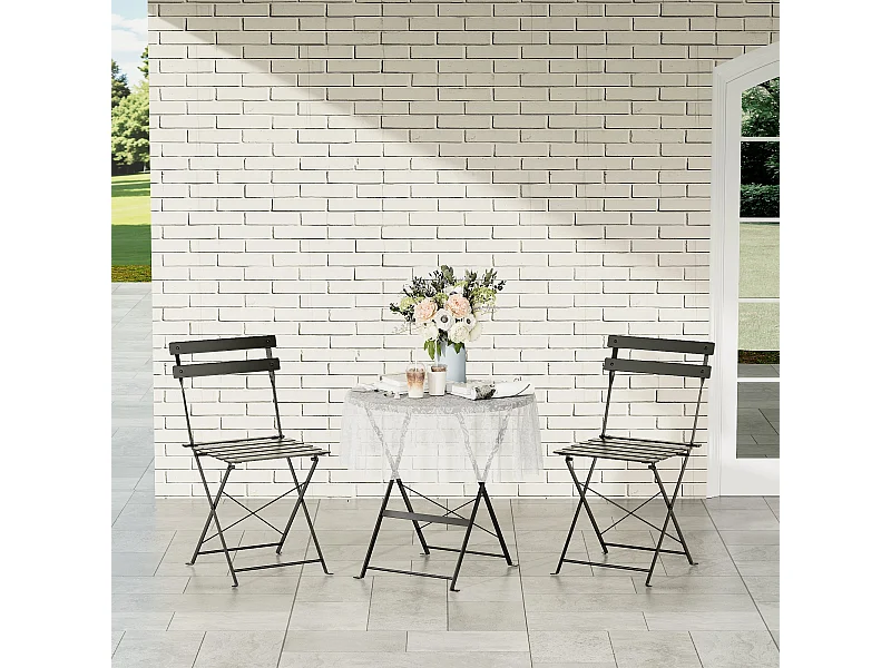 Lot de 3 Meubles de Jardin de Balcon, Bistrot Bar Salon de Jardin Exterieur 2 Personnes