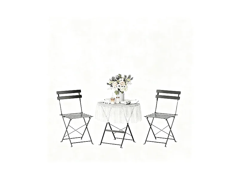 Lot de 3 Meubles de Jardin de Balcon, Bistrot Bar Salon de Jardin Exterieur 2 Personnes