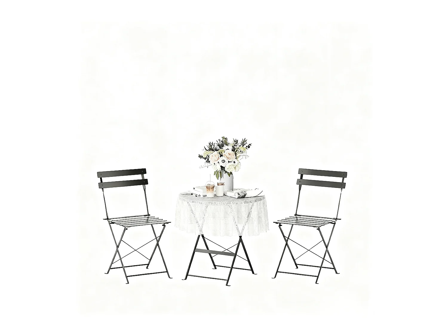 Lot de 3 Meubles de Jardin de Balcon, Bistrot Bar Salon de Jardin Exterieur 2 Personnes