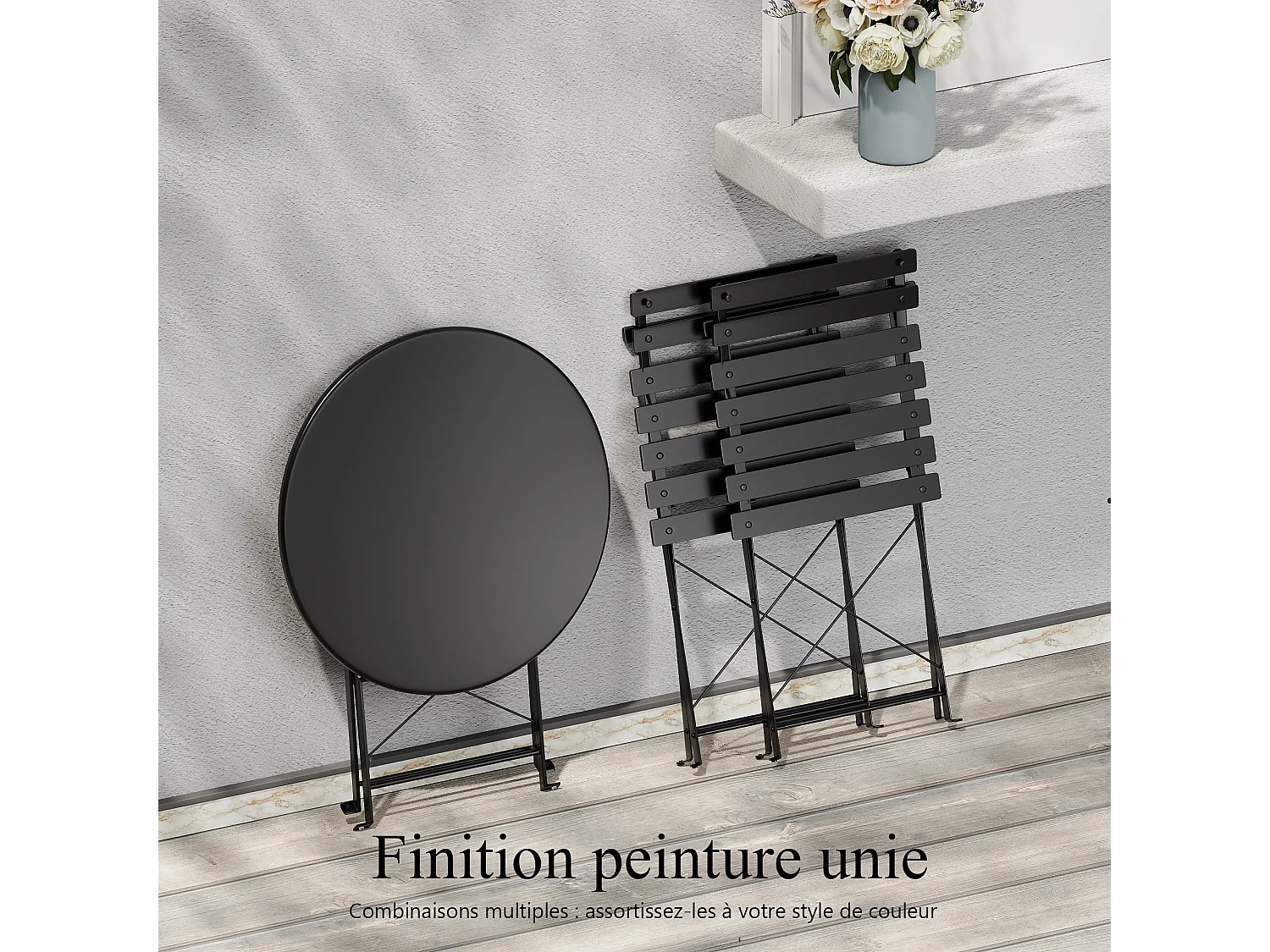 Lot de 3 Meubles de Jardin de Balcon, Bistrot Bar Salon de Jardin Exterieur 2 Personnes