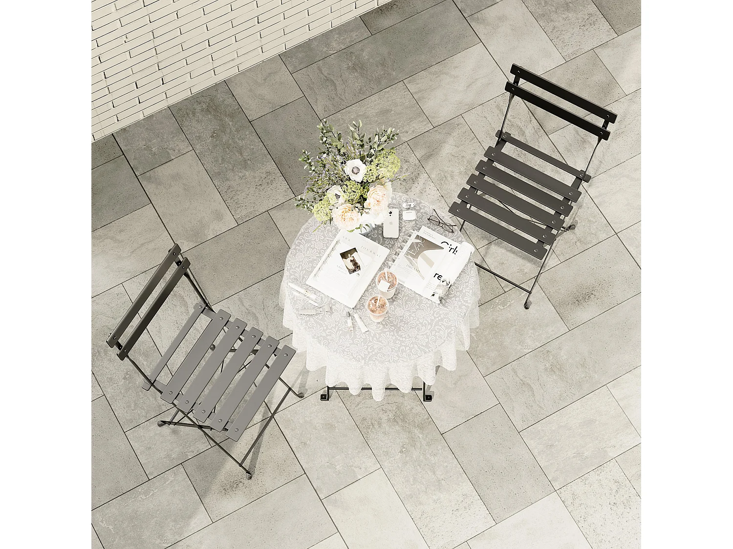 Lot de 3 Meubles de Jardin de Balcon, Bistrot Bar Salon de Jardin Exterieur 2 Personnes