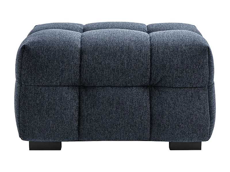 Pouf repose-pieds design en tissu effet velours texturé bleu foncé CORTO