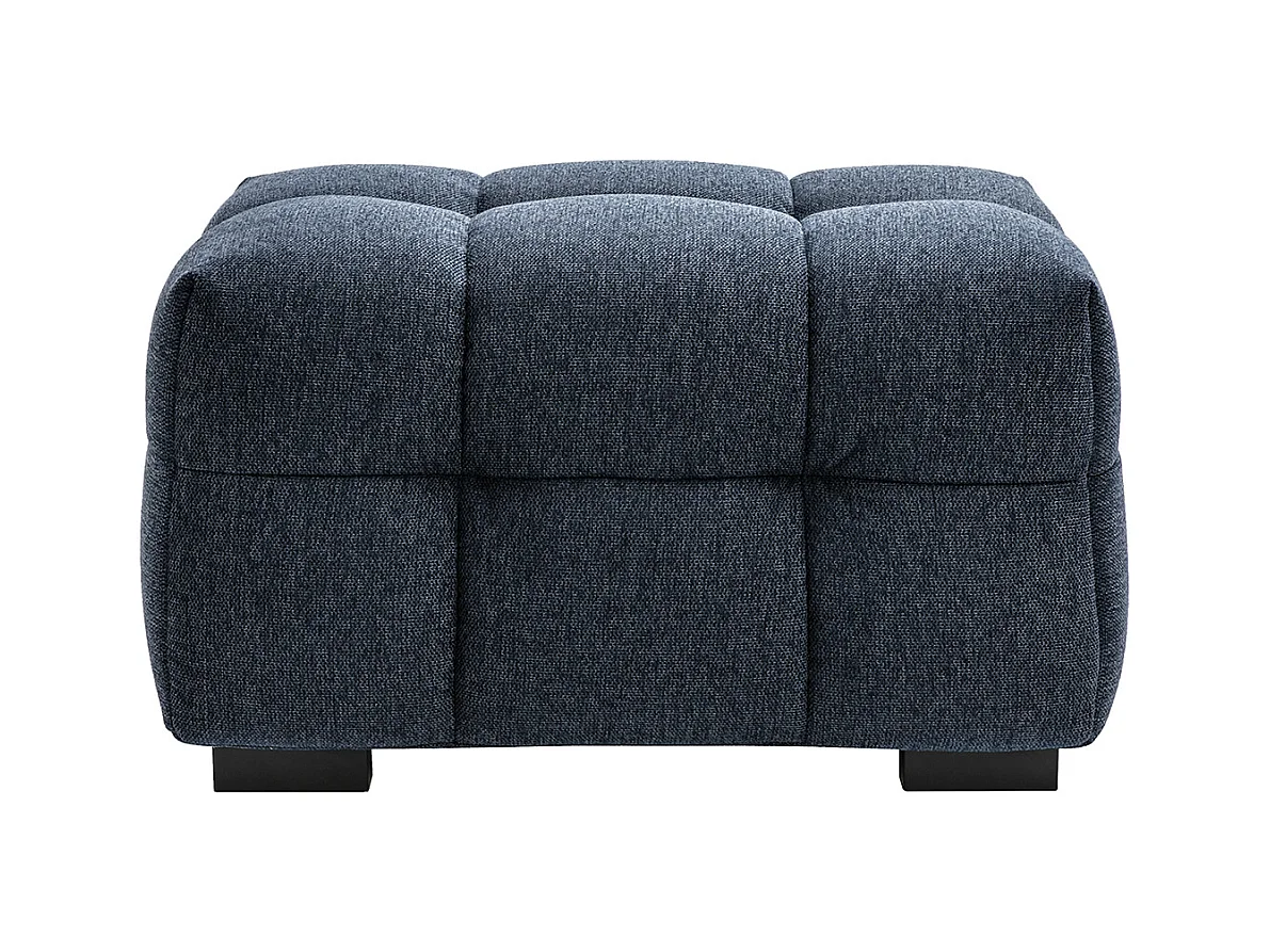 Pouf repose-pieds design en tissu effet velours texturé bleu foncé CORTO
