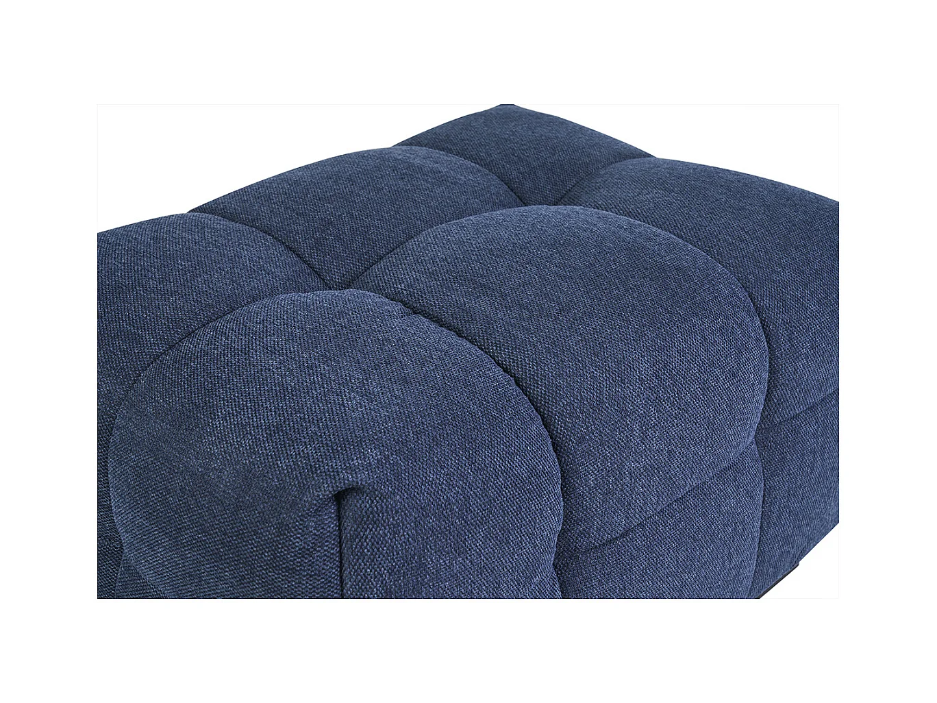 Pouf repose-pieds design en tissu effet velours texturé bleu foncé CORTO