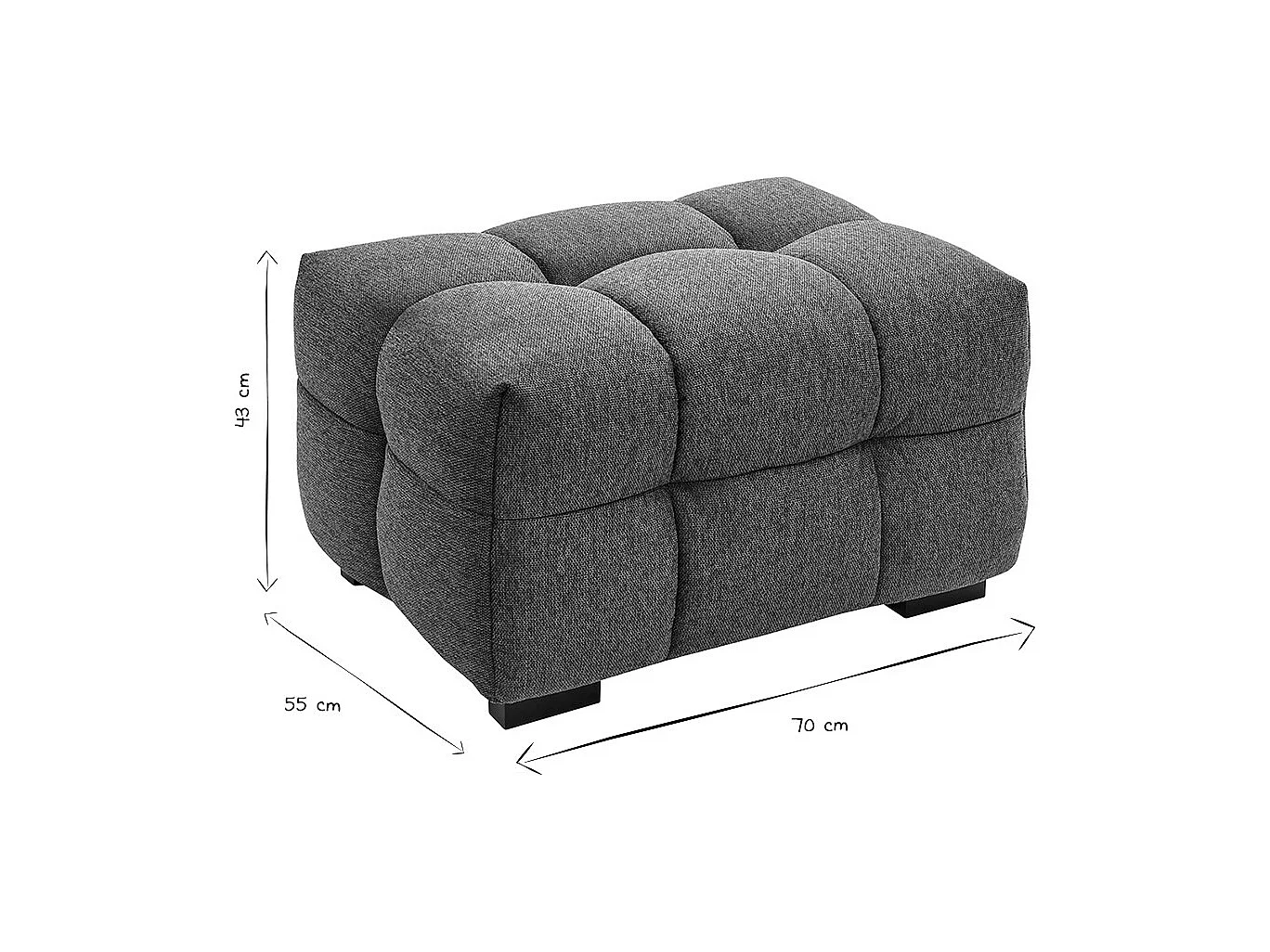 Pouf repose-pieds design en tissu effet velours texturé bleu foncé CORTO