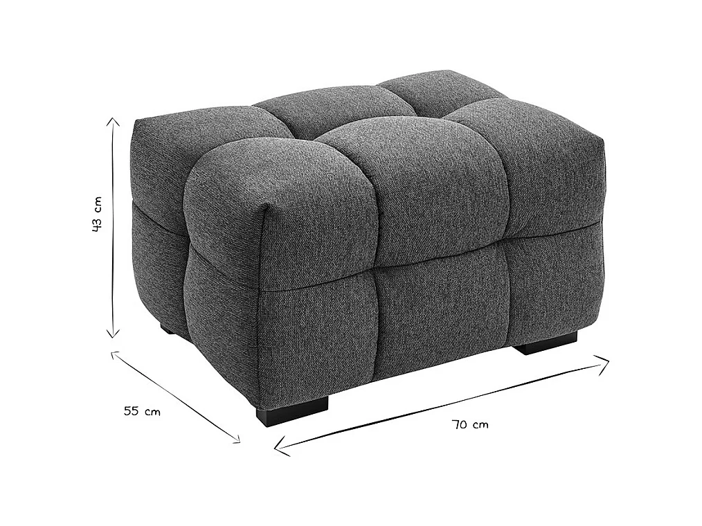 Pouf repose-pieds design en tissu effet velours texturé bleu foncé CORTO