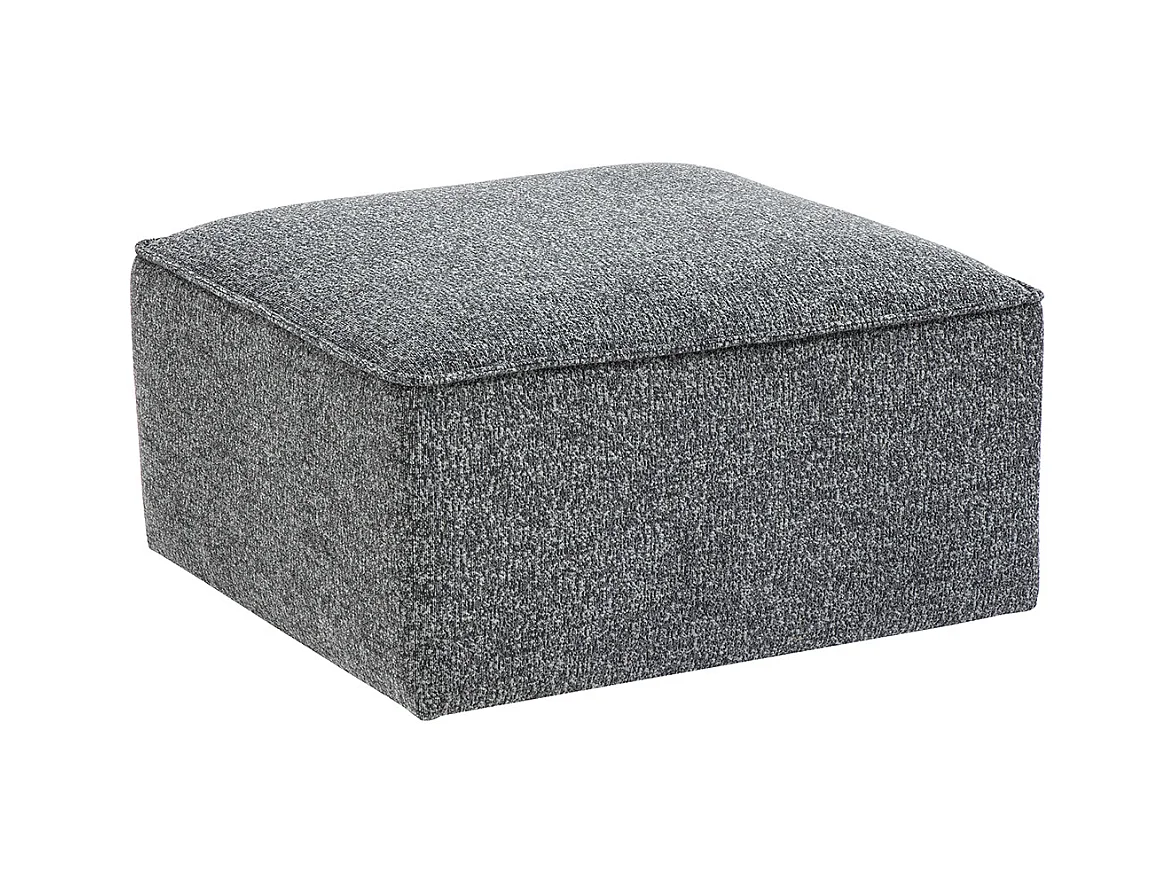 Puf reposapiés de tela gris oscuro jaspeado KERRY