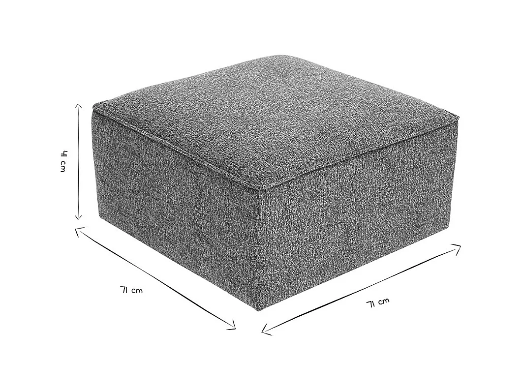 Puf reposapiés de tela gris oscuro jaspeado KERRY