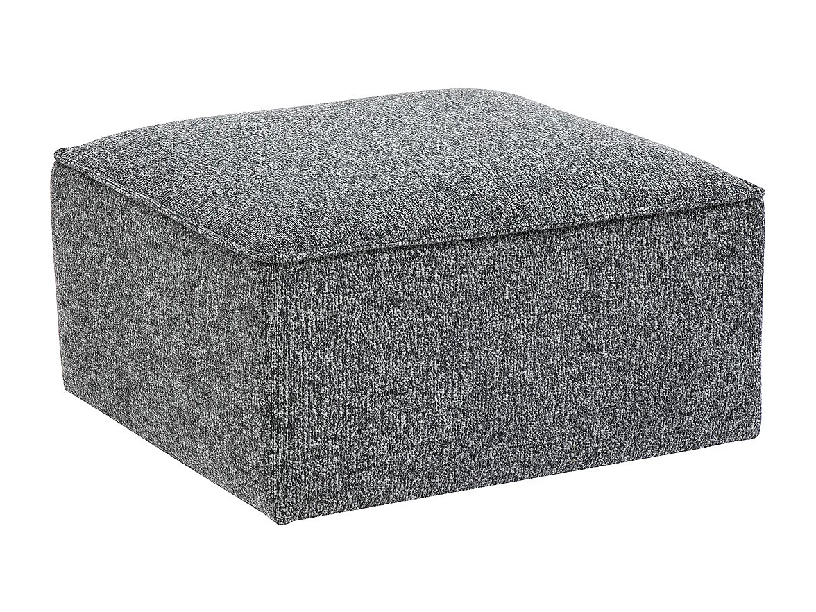 Pouf repose pieds en tissu chiné gris foncé KERRY