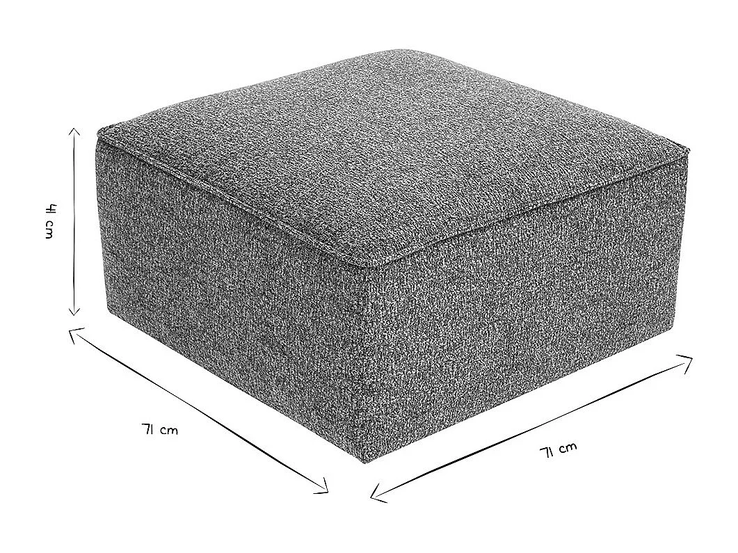 Pouf repose pieds en tissu chiné gris foncé KERRY