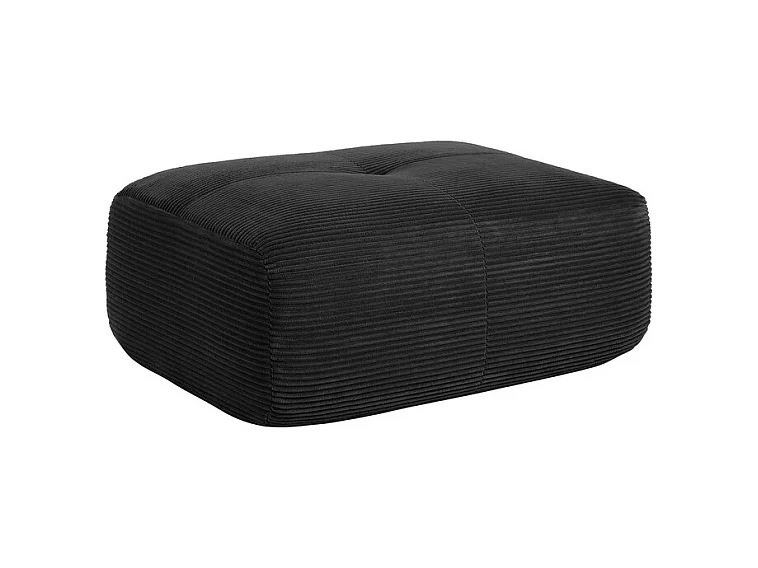 Modulares Sofaset aus Rippvelours: Hocker - 92.5x75x44cm - Schwarz