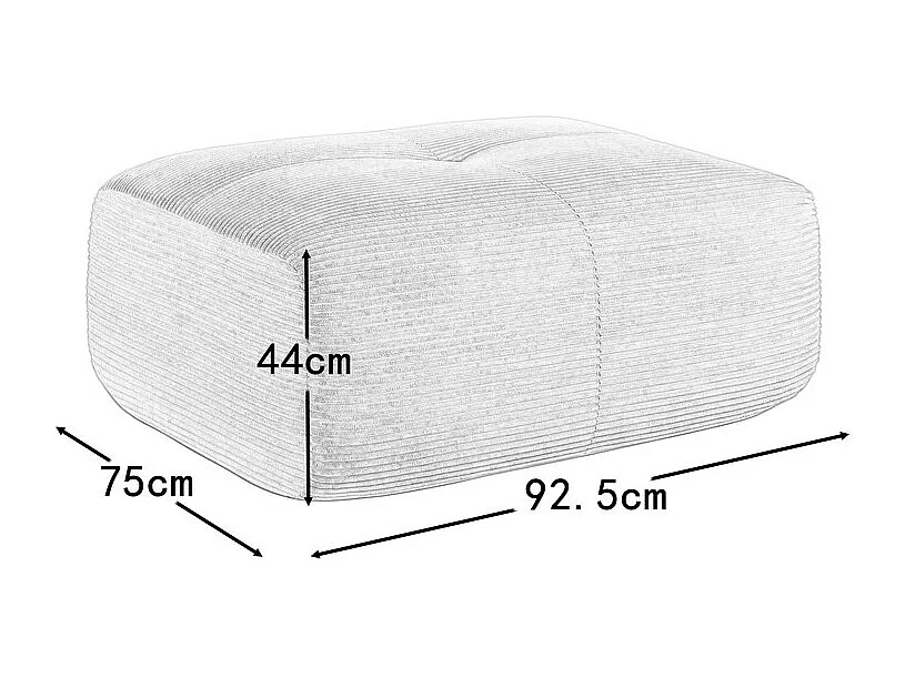 Modulares Sofaset aus Rippvelours: Hocker - 92.5x75x44cm - Beige