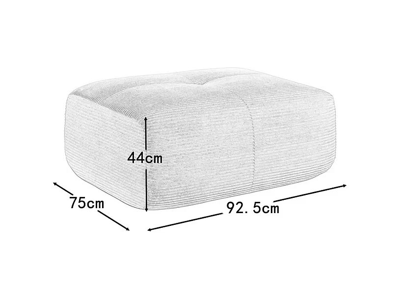 Modulares Sofaset aus Rippvelours: Hocker - 92.5x75x44cm - Grün