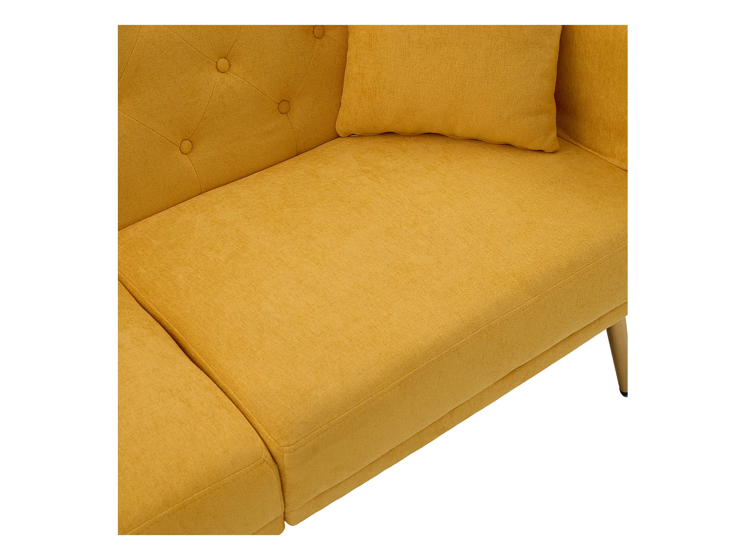 Divano trasformabile giallo a 2 posti con 2 porte USB, porta telefono e tasche laterali 173x78X78cm