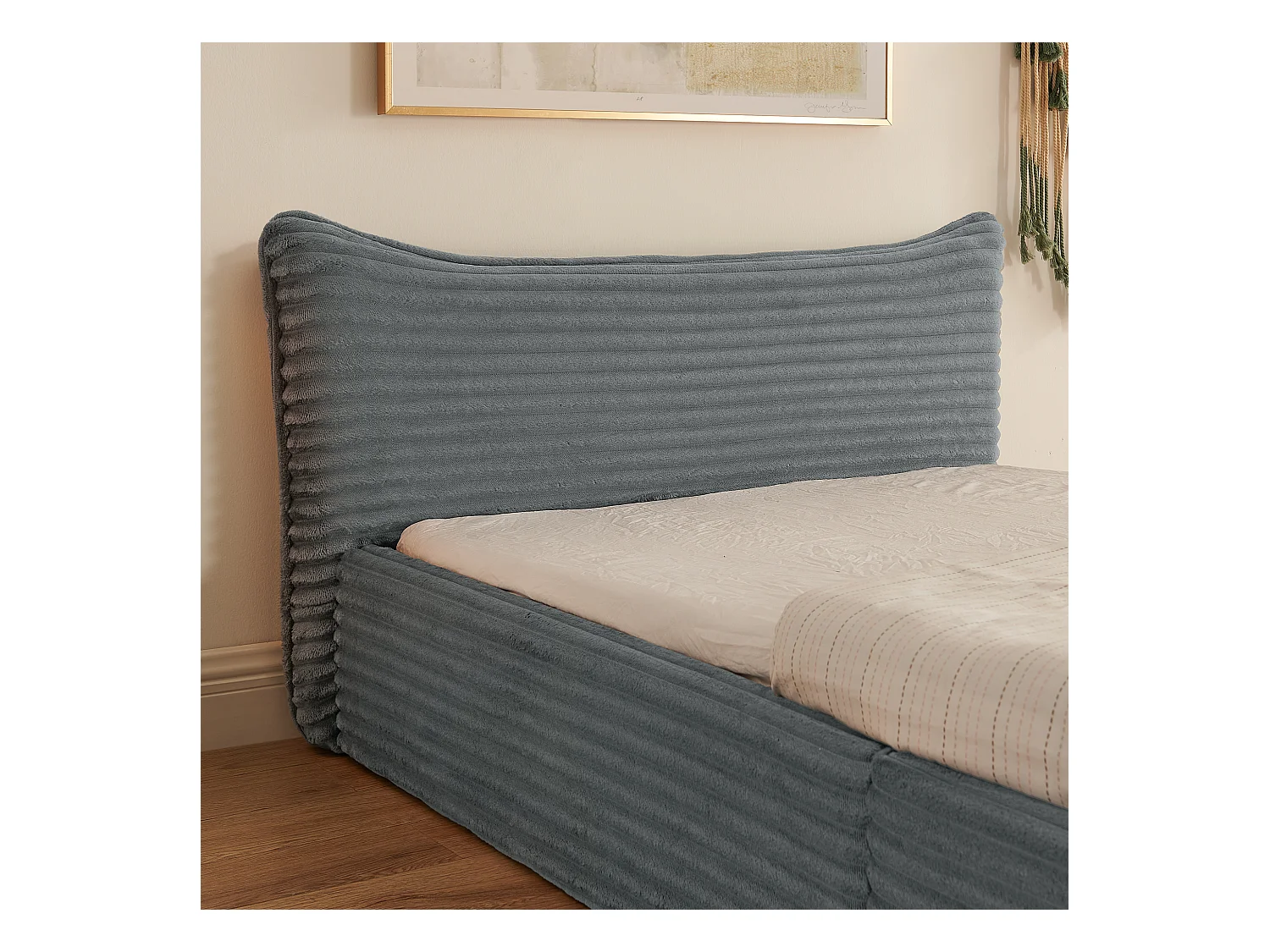 Lit enfant chenille gris foncé 90x200cm, structure métal ,sommier à lattes, sans matelas