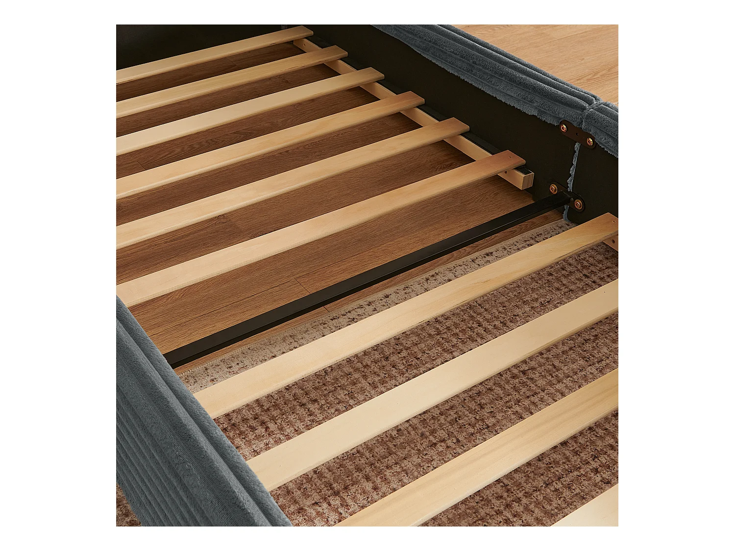 Lit enfant chenille gris foncé 90x200cm, structure métal ,sommier à lattes, sans matelas