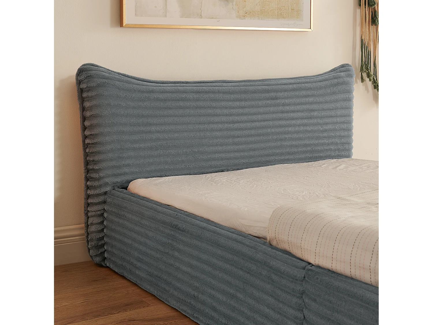 Lit enfant chenille gris foncé 90x200cm, structure métal ,sommier à lattes, sans matelas