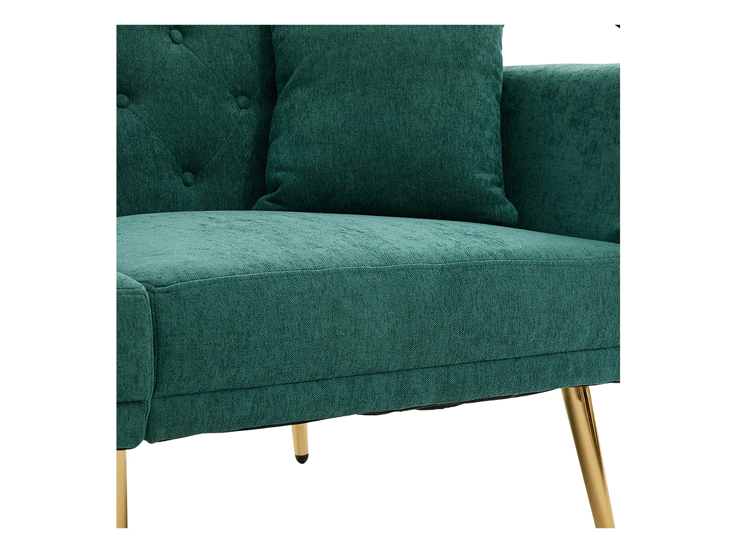 Divano trasformabile verde smeraldo a 2 posti con 2 porte USB, porta telefono e tasche laterali 173x78X78cm