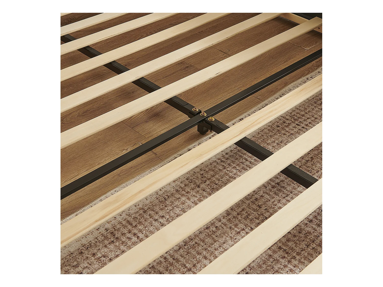 Cama doble para adultos de chenilla gris oscuro 140x200cm, estructura de metal, somier de láminas, sin colchón