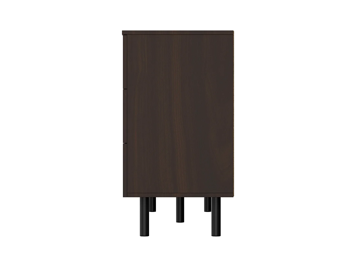 Commode basse en noyer avec 6 tiroirs, poignées en rotin en forme de losange 120x40x74,5cm