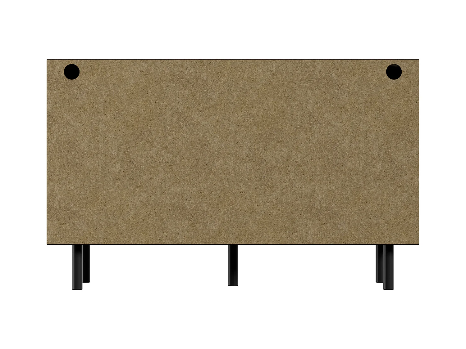 Commode basse en noyer avec 6 tiroirs, poignées en rotin en forme de losange 120x40x74,5cm